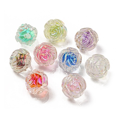 UV Plating Rainbow Iridescent Acrylic Beads OACR-P010-20-1