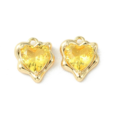 Brass Micro Pave Cubic Zirconia Charms KK-L208-06G-04-1