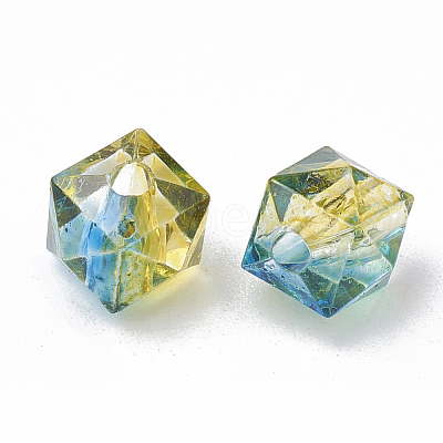 Two Tone Transparent Spray Painted Acrylic Bead X-ACRP-T005-26B-1