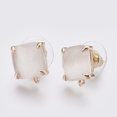 Faceted Glass Stud Earring Findings GLAA-F084-C13-1