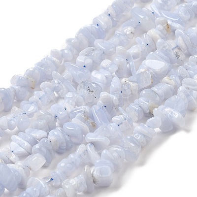 Natural Blue Lace Agate Chip Beads Strands G-E271-73-01-1
