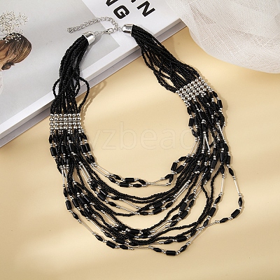 Bohemia Style Glass Seed Bead Multi-strand Necklaces NJEW-H063-01P-05-1