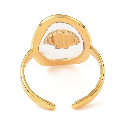 Oval with Shell Shape Resin Finger Rings STAS-Z101-07G-01-1