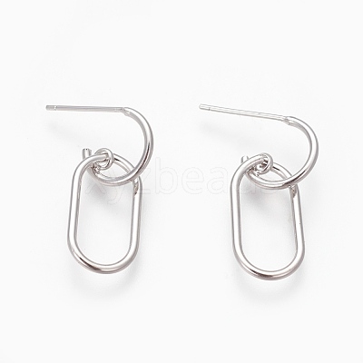 Brass Dangle Stud Earrings EJEW-F194-01P-NF-1