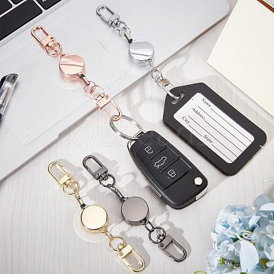 4Pcs 4 Colors Heavy Duty Alloy Retractable Keychain Clasps FIND-SC0004-32-1