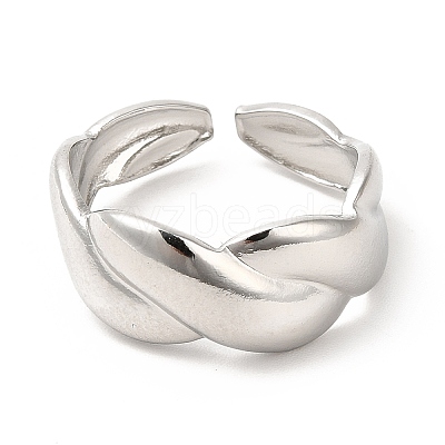 Non-Tarnish 304 Stainless Steel Twist Rope Shape Open Cuff Ring for Women X-RJEW-E063-06P-1