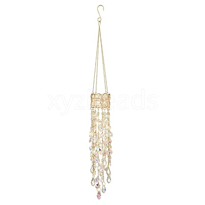 Crystal Glass & Iron Hanging Suncatchers HJEW-SP0001-88B-1