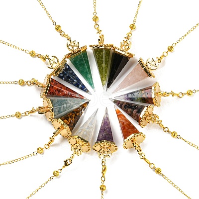 Mixed Gemstone Chip & Resin Dowsing Pendulum Big Pendants G-H293-02G-1