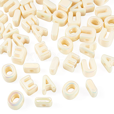 50Pcs 5 Styles UV Plating Opaque Acrylic Beads PACR-TA0001-31A-1