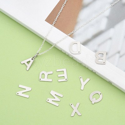 Non-Tarnish 304 Stainless Steel Alphabet Charms X-STAS-O073-01-1