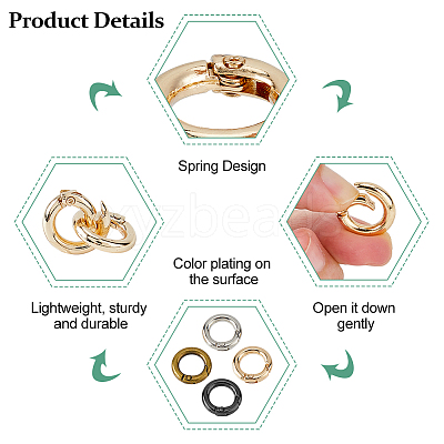 24Pcs 4 Colors Alloy Spring Gate Rings FIND-HS0001-26A-1