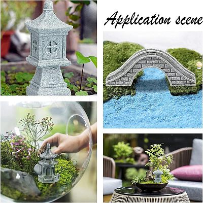 5Pcs 5 Style Chinese Pagoda Statue Stone Miniature Ornament AJEW-FH0002-53-1