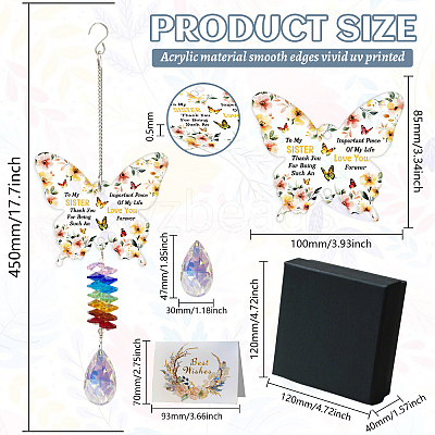 Glass Teardrop Hanging Suncatchers HJEW-WH0201-018-1