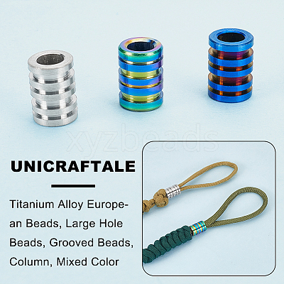 3Pcs 3 Style Titanium Alloy European Beads FIND-UN0002-91-1