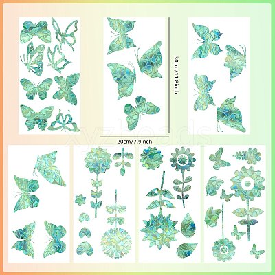 7PCS 3 Styles PVC Stickers Colorful Window Stickers Rainbow Prism Butterfly Flower Static Glass Window Stickers JX824A-1