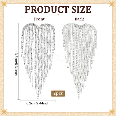 2Pcs Heart Tassel Alloy Rhinestone Lapel Pins for Clothes JEWB-NB0001-30S-1