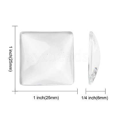 Transparent Glass Square Cabochons X-GGLA-A001-25mm-1