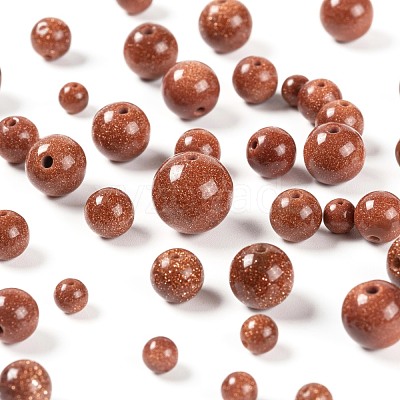 340Pcs 4 Sizes Synthetic Goldstone Beads Strands G-LS0001-11-1