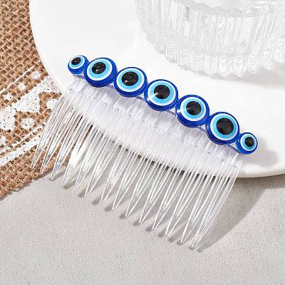 Resin Evil Eye Bead & Plastic Hair Combs PHAR-JH00093-02-1
