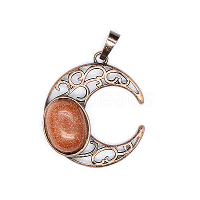 Retro Hollow Synthetic Goldstone Pendants PW-WGE1A4B-19-1