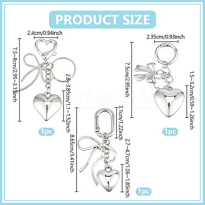 3Pcs 3 Styles Alloy Keychains KEYC-PH0002-36-1