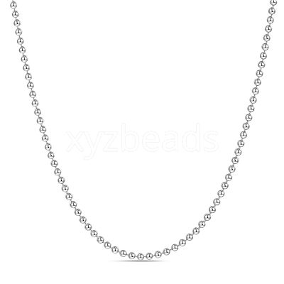 Rhodium Plated 925 Sterling Silver Ball Chain Necklaces JN952A-1