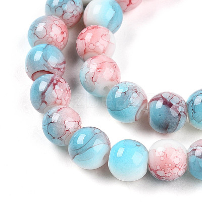 Baking Paint Glass Beads Strands LS-DGLA-N003-8mm-C03-1