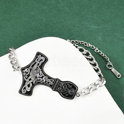 304 Stainless Steel Enamel Link Bracelets BJEW-P356-01B-P-1
