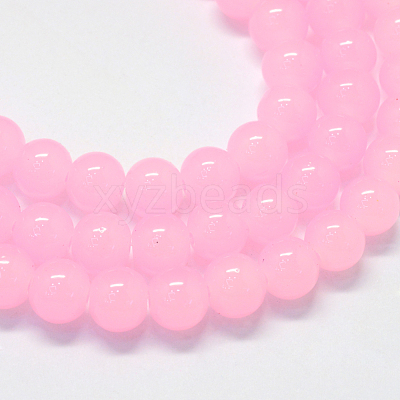 Baking Paint Imitation Jade Glass Round Bead Strands X-DGLA-Q021-6mm-26-1