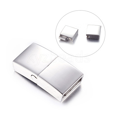 Wholesale Rectangle 304 Stainless Steel Magnetic Clasps with Glue-in Ends 