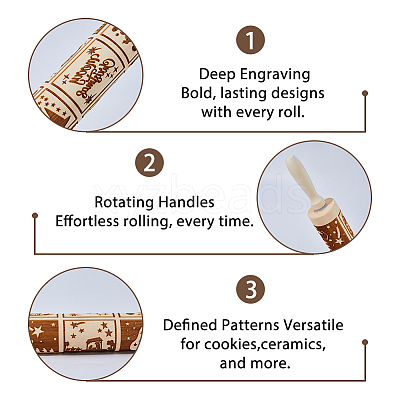 Wood Decorative Pattern Rolling Pin AJEW-WH0596-430B-1