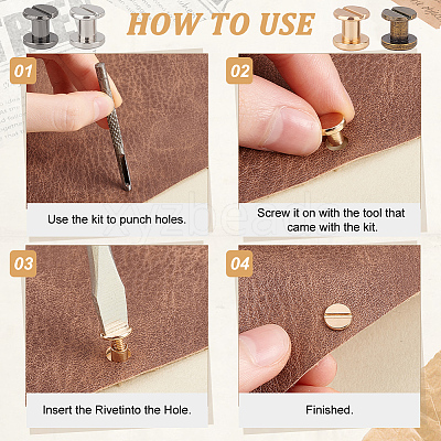 40Sets 4 Colors Alloy Screw Clasps BUTT-PH0001-30A-1