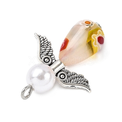 Handmade Millefiori Glass Pendants PALLOY-JF04573-01-1