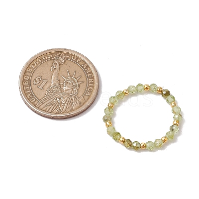 Natural Peridot Beaded Stretch Rings for Women RJEW-JR00868-08-1