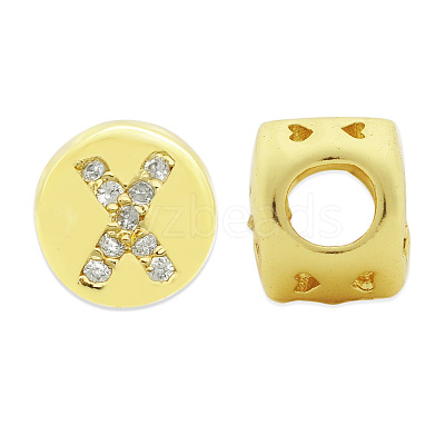 Brass Micro Pave Clear Cubic Zirconia Beads KK-T030-LA843-XX3-1