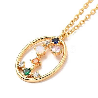Colorful Cubic Zirconia Constellation Pendant Necklace NJEW-H166-01K-1