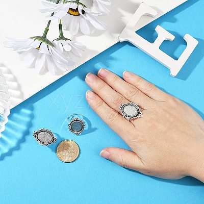 Vintage Adjustable Iron Finger Ring Components Alloy Cabochon Bezel Settings X-PALLOY-Q300-10AS-NR-1