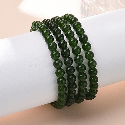 Natural TaiWan Jade Bead Stretch Bracelets BJEW-K212-A-019-1