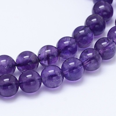 Natural Amethyst Round Bead Strands X-G-M212-6mm-02B-1