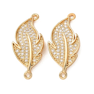 Brass Micro Pave Clear Cubic Zirconia Connector Charms CU-CBA4579-13G-1