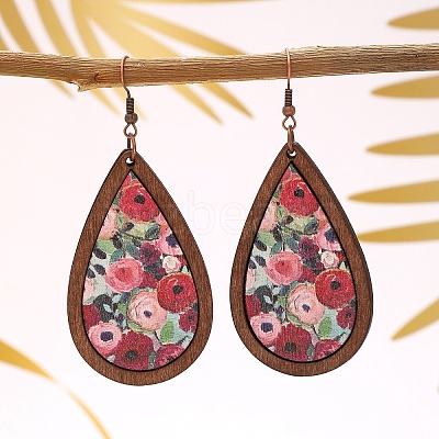 Wood Dangle Earrings FS-WG89FD2-01-1