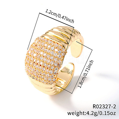 Elegant Fashionable Thread Design Brass Rhinestone Cuff Rings GP3744-2-1