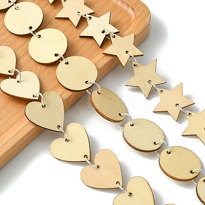 50Pcs Undyed Unfinished Wood Connector Charms WOOD-FS0001-11-1