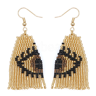 Glass Seed Beaded Dangle Earrings UP1893-01-1