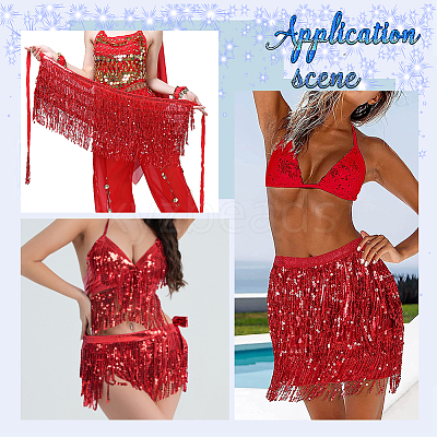Polyester with Glitter Waist Belt with Curb Chains AJEW-WH0166-70B-1