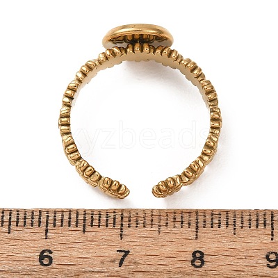 Flower 304 Stainless Steel Cuff Ring Components STAS-P454-05A-G-1