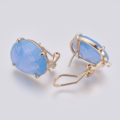 Faceted Glass Stud Earring Findings GLAA-F084-D-1