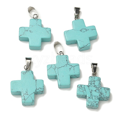 Synthetic Turquoise Pendants G-Z067-06P-04-1