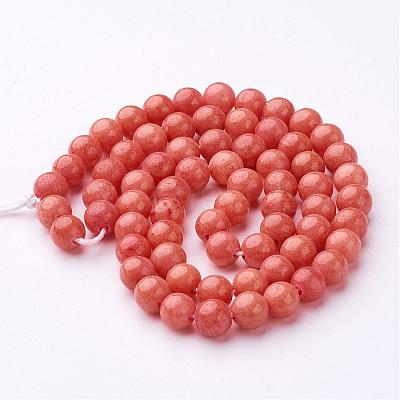 Natural Mashan Jade Round Beads Strands G-D263-6mm-M-1