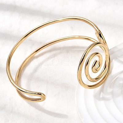 304 Stainless Steel Cuff Bangles for Women BJEW-Z150-02G-02-1